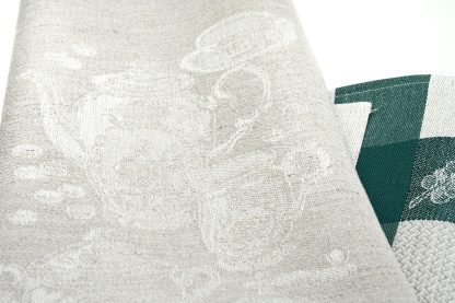 Coffee Green and Natural Tea Towel - Linen and Cotton- 18" x 28" - Image 5