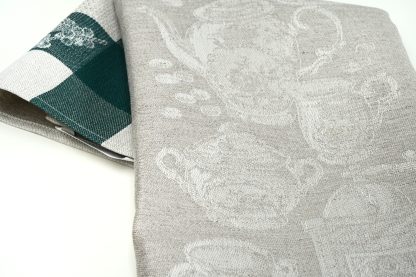 Coffee Green and Natural Tea Towel - Linen and Cotton- 18" x 28" - Image 4