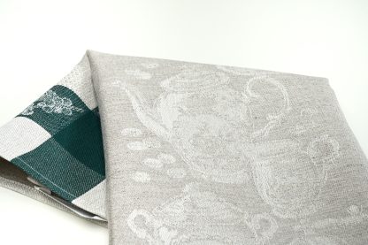 Coffee Green and Natural Tea Towel - Linen and Cotton- 18" x 28" - Image 3