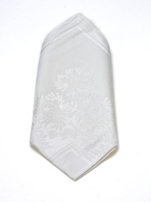White dinner napkin with Contessa floral design.