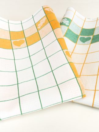 Damask Heart Linen Tea Towel