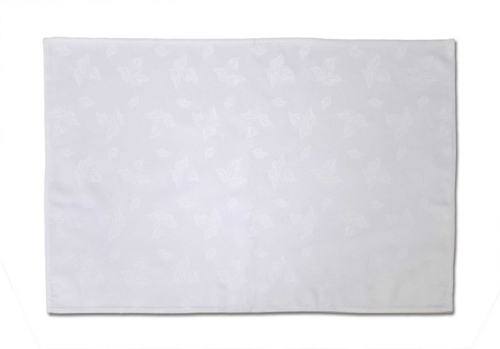 Damask Leaf White Cotton Rectangle Placemat