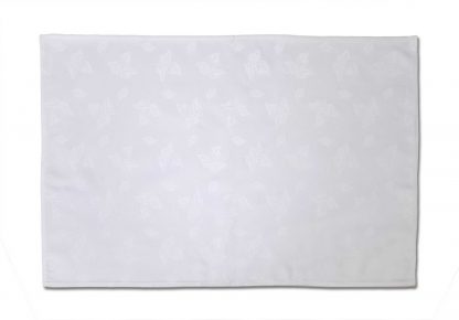 Damask Leaf White Cotton Rectangle Placemat