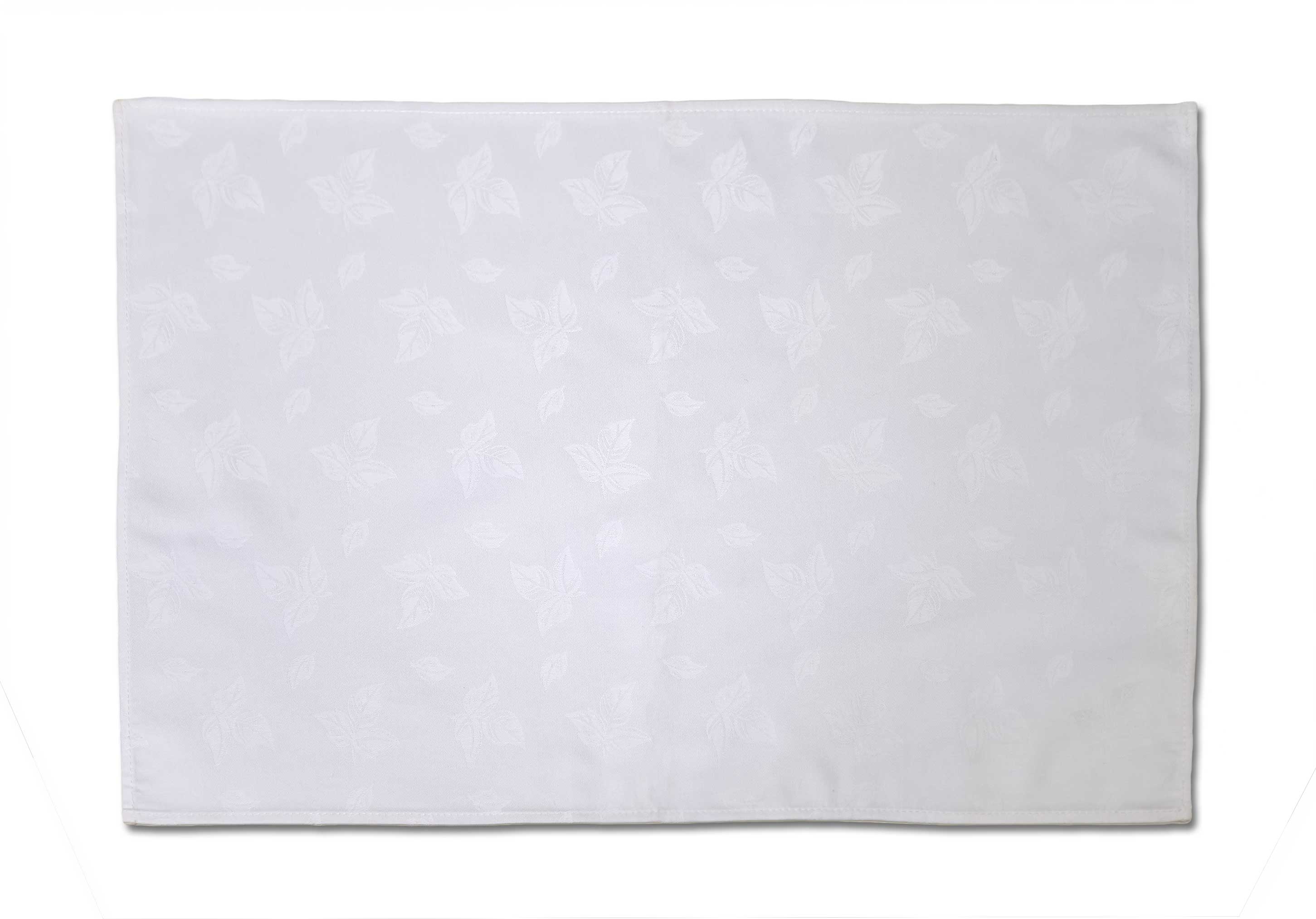 Damask Leaf White Cotton Rectangle Placemat