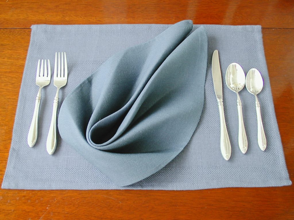 Powder Blue Etamine Banded Woven Linen Placemat