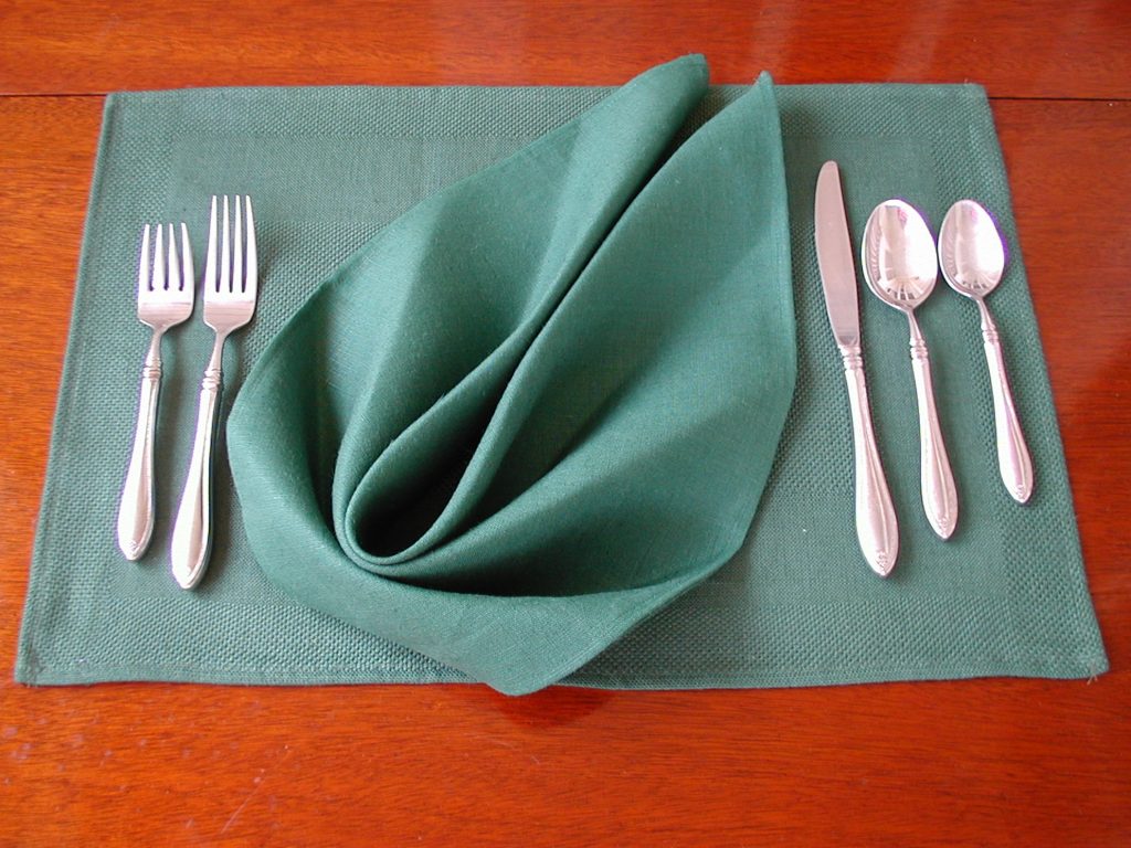 Sea Green Etamine Banded Linen Placemat