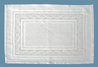 Floral Scroll White Linen Placemat