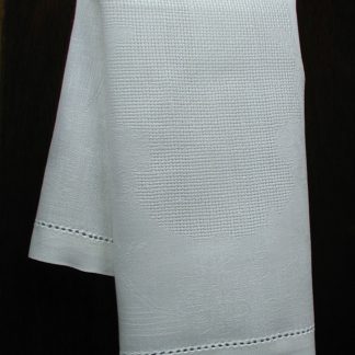 Hemstitch Floral and Huckaback Linen Hand Towel