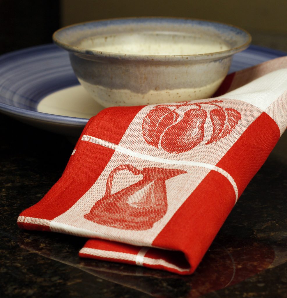 Red Checkered Fruits Damask Linen Towel