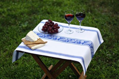 Blue Wine and Grape Cotton Hand Towel