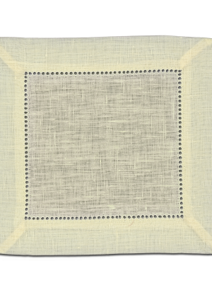 Fine Hemstitch Ecru Linen Cocktail Napkin