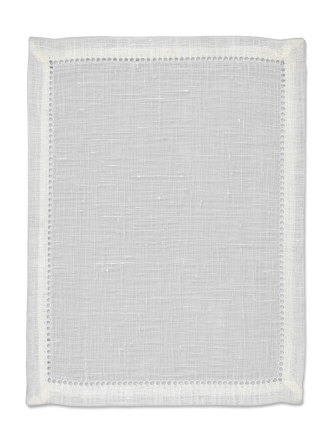 Hemstitch White Linen Cocktail Napkin