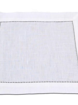 White Hemstitch Linen Tea Napkin