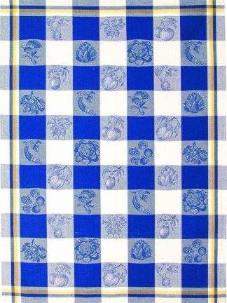 Blue Vegetable Linen and Cotton Tea Towel