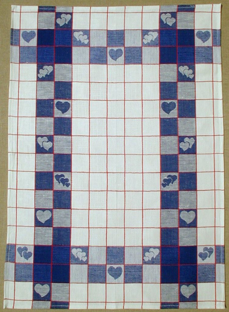 Blue Heart Linen Tea Towel