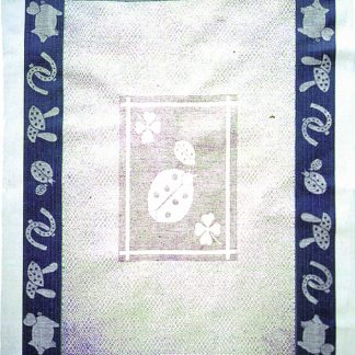 Blue and Natural Flax Ladybug Tea Towel