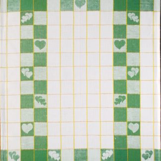 Green Heart Linen Tea Towel