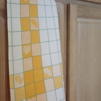 Yellow Heart Linen Tea Towel