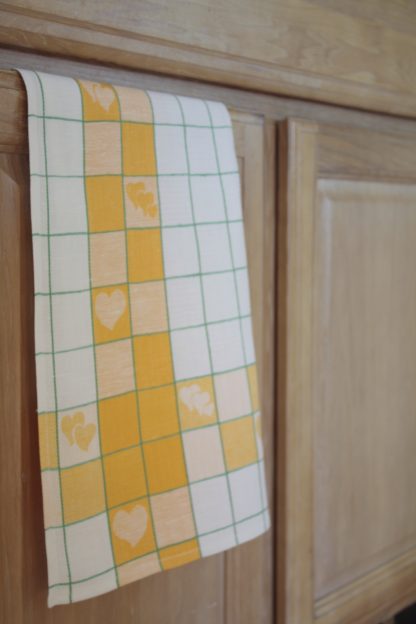 Yellow Heart Linen Tea Towel