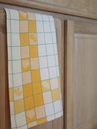 Yellow Heart Linen Tea Towel