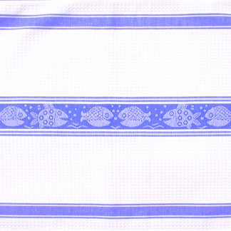 Fish Frenzy Blue and White Cotton Hand Towe