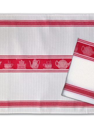 Red Coffee Waffle Weave Hand Towels