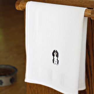 Spaniel Dog Waffle Weave Cotton Hand Towel