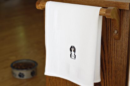 Spaniel Dog Waffle Weave Cotton Hand Towel
