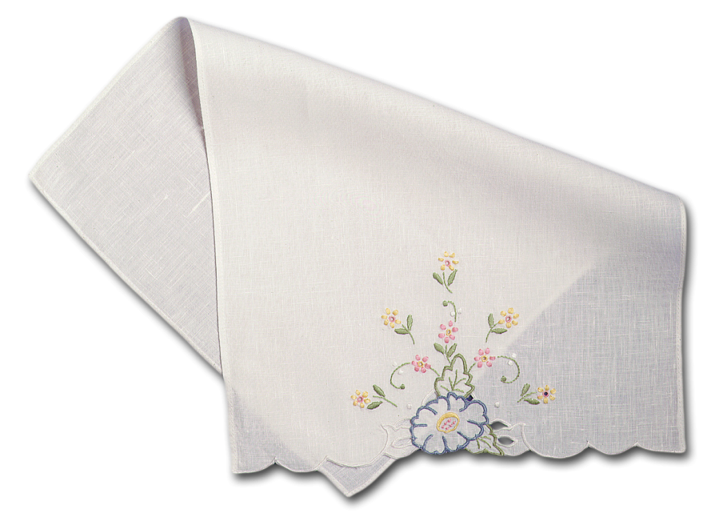 Daisy Blue and Ecru Linen Fingertip Towel