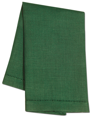 Hemstitch Green Linen Hand Towel