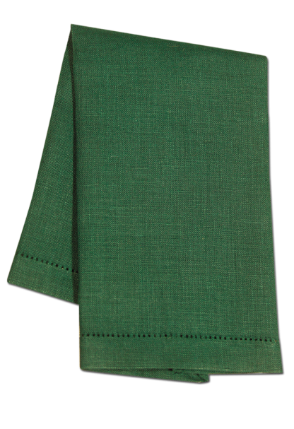 Hemstitch Green Linen Hand Towel