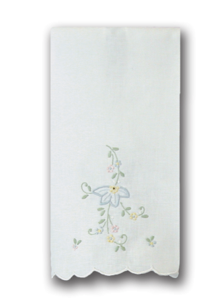 Wildflower Blue and Ecru Linen Fingertip Towel