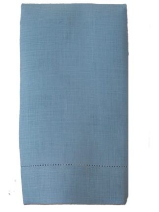 Hemstitch Light Blue Linen Hand Towel