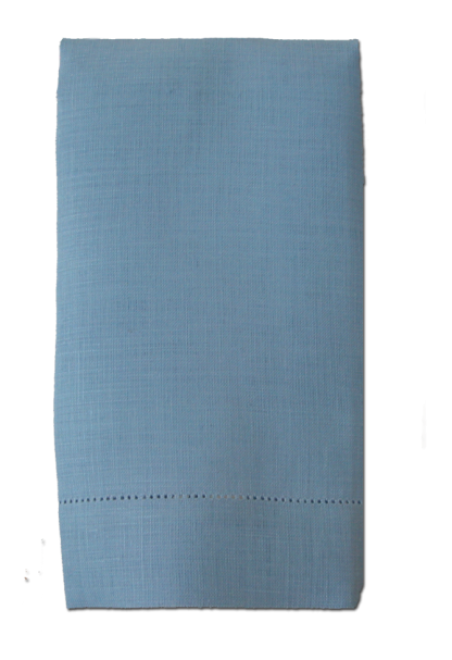 Hemstitch Light Blue Linen Hand Towel