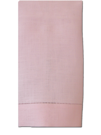 Hemstitch Pink Linen Hand Towel