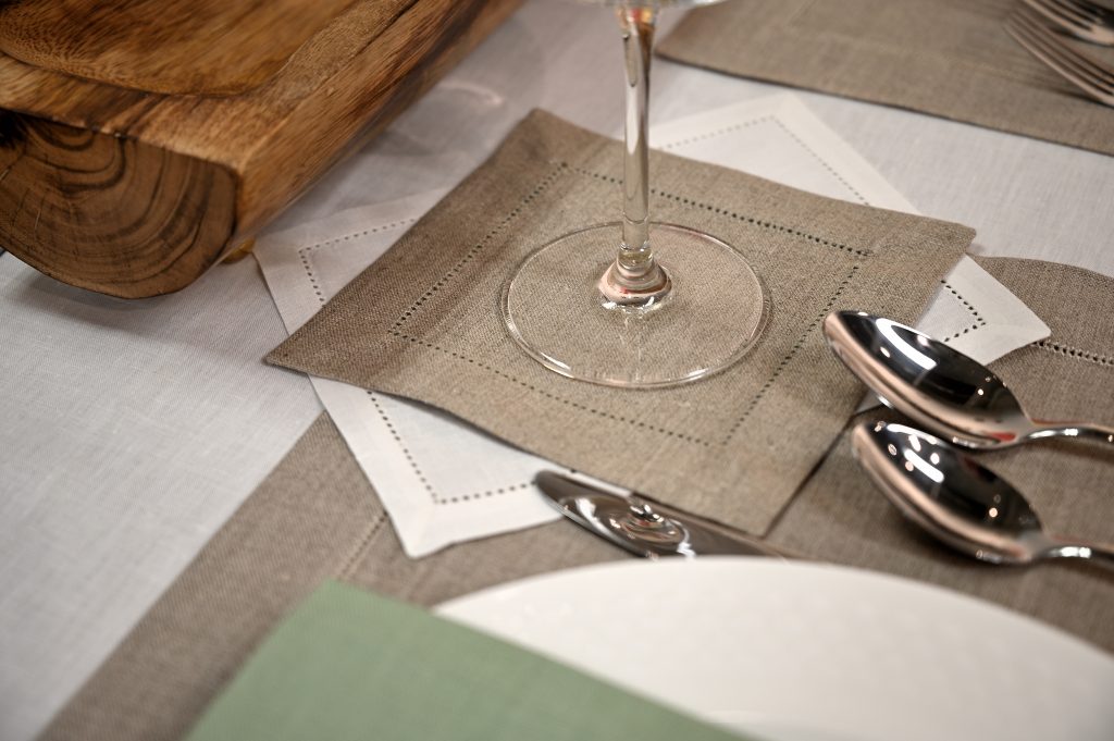 Natural hemstitch natural cocktail napkin