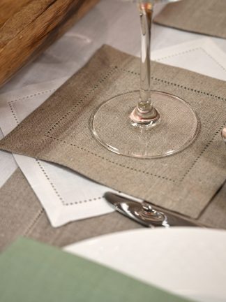 Natural hemstitch natural cocktail napkin