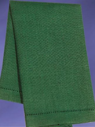 Hemstitch Green Linen Face Towel