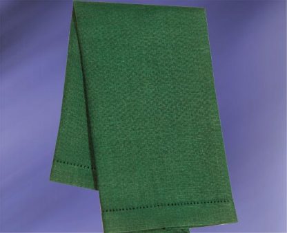Hemstitch Green Linen Face Towel