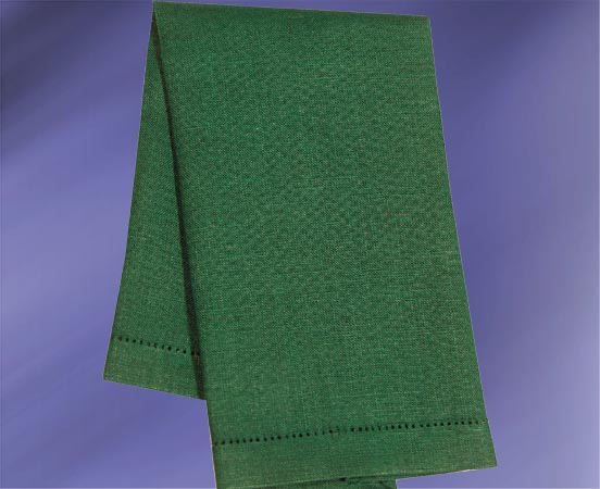 Hemstitch Green Linen Face Towel