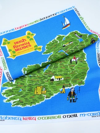 Irish Family Names Linen Tea Towel