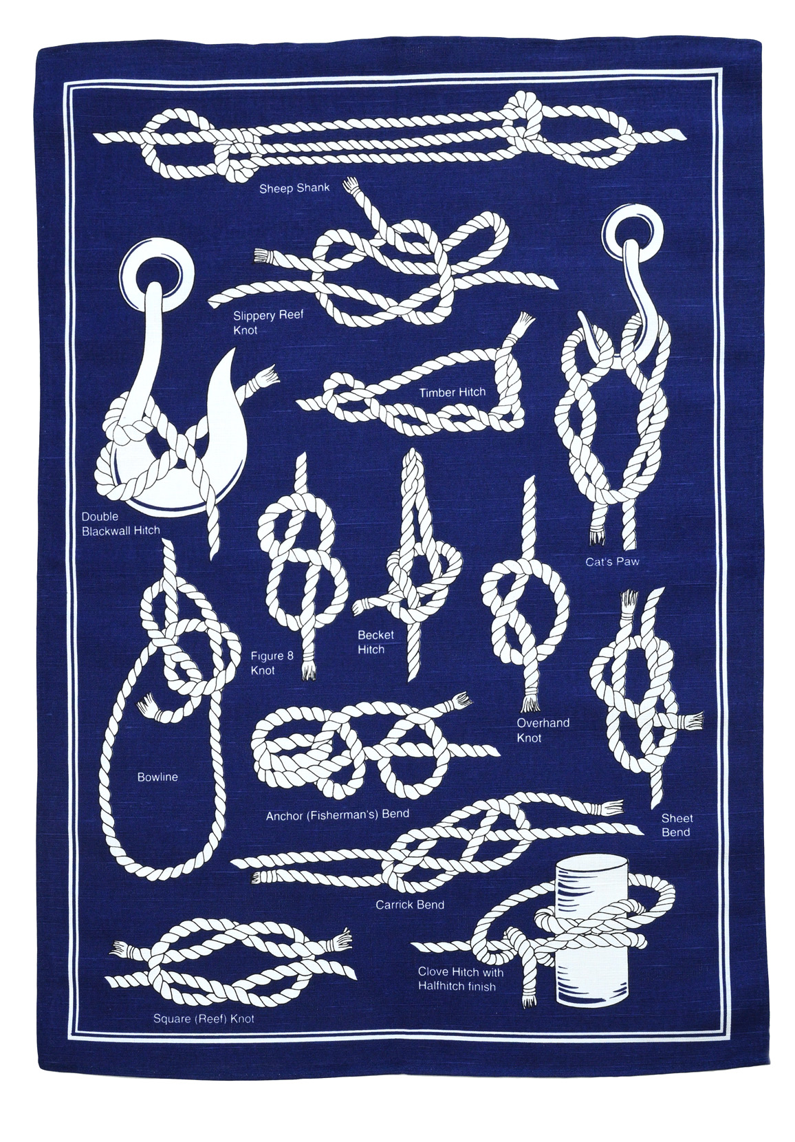 Knots and Bends Hitches Linen Cotten Tea Towel