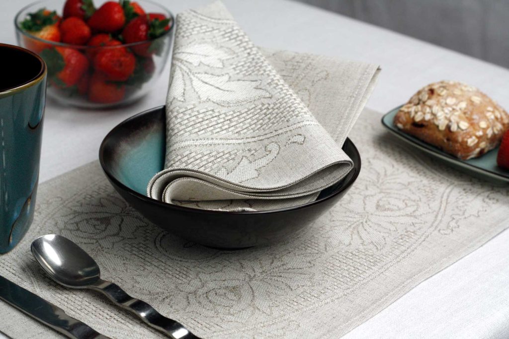 Monica Natural Linen and Cotton Placemats, Dinner Napkins Set