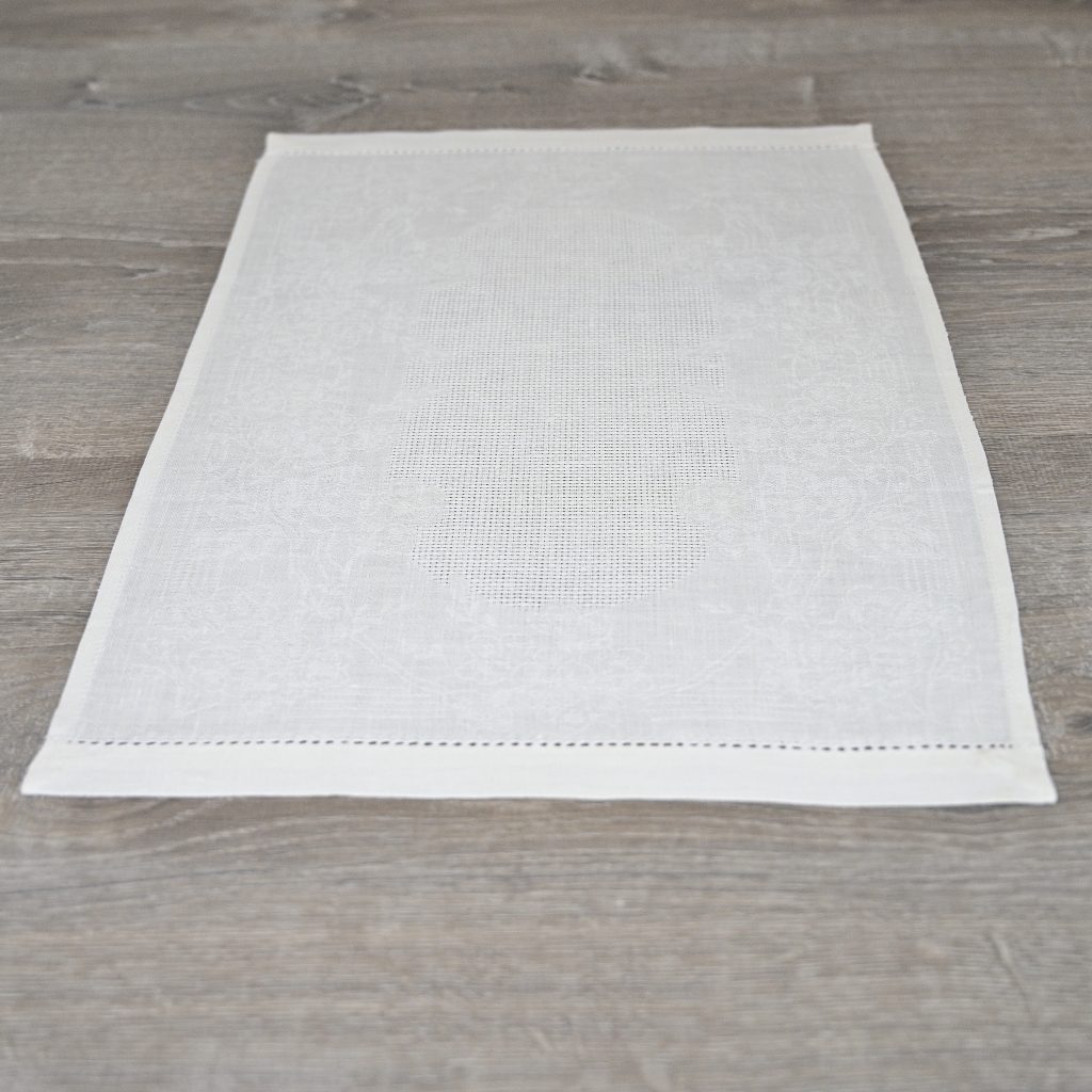 Morning Glory Hemstitch White Linen Hand Towel