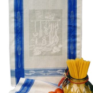 Pasta Blue and Natural Linen and Cotton Tea Towel