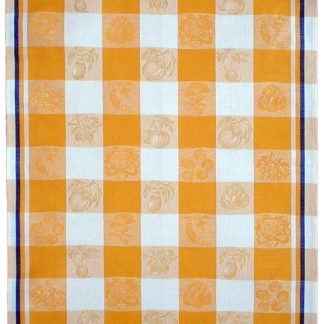 Vegetable Yellow and White-Linen and Cotton Tea Towel