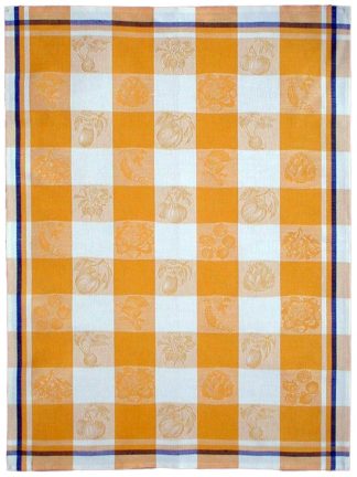 Vegetable Yellow and White-Linen and Cotton Tea Towel