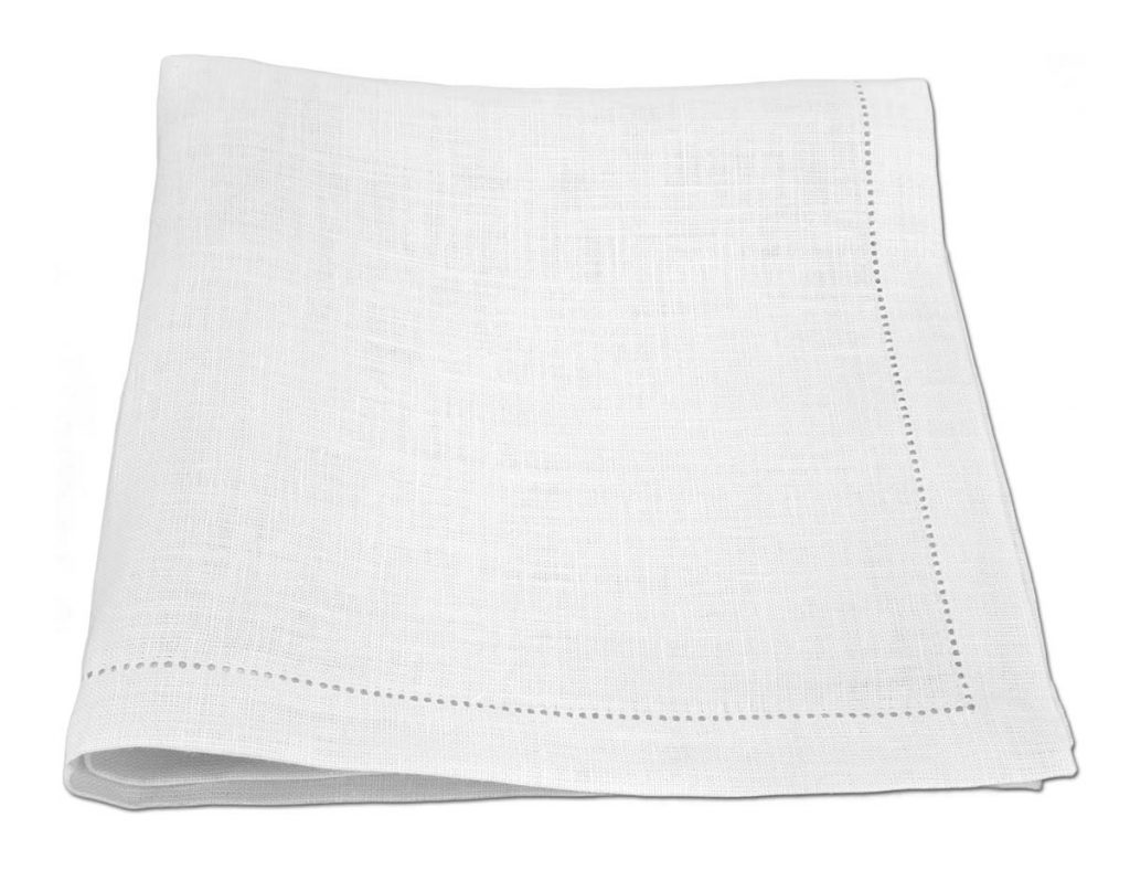 White Linen and Poly Hemstitch Dinner Napkin