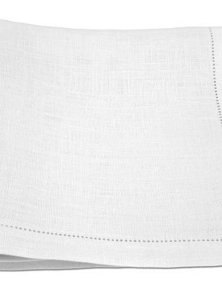 White Linen and Poly Hemstitch Dinner Napkin