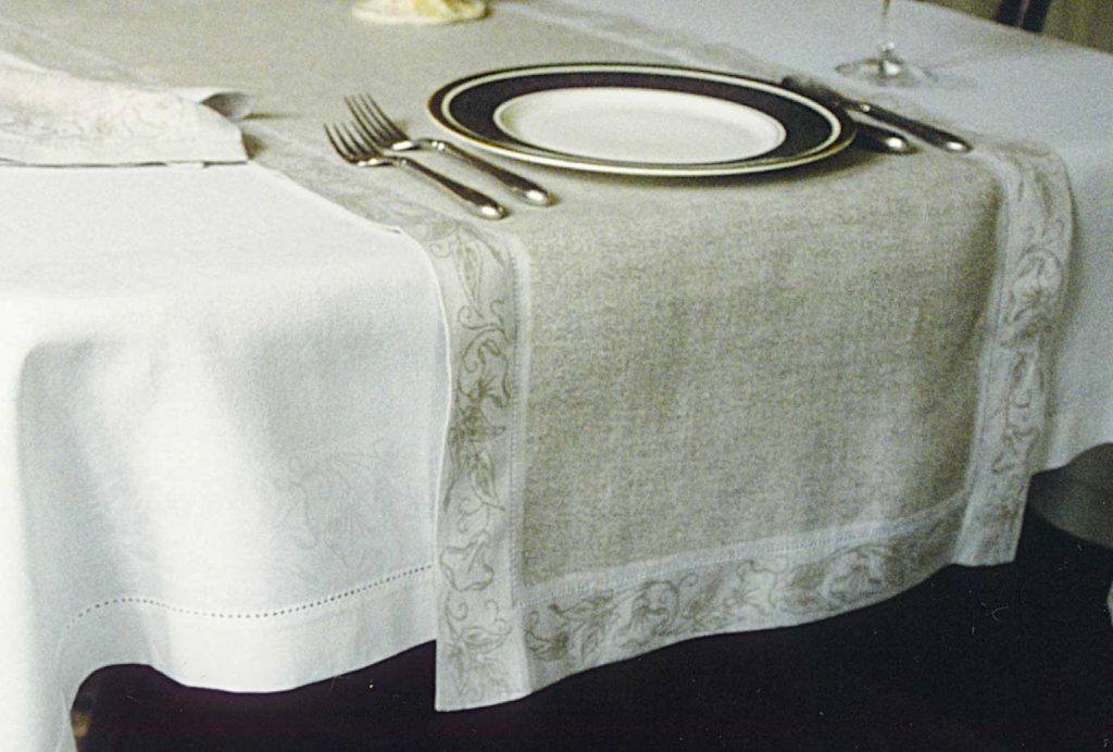 Morning Glory Natural Linen Table Runner - 19" x 70"